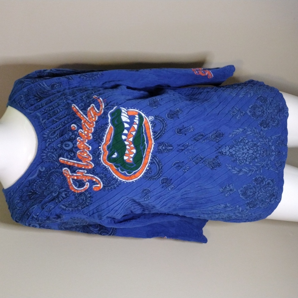 Vintage Women’s Florida Gators Embellished Blouse, 3/4 Sleeves Size M
